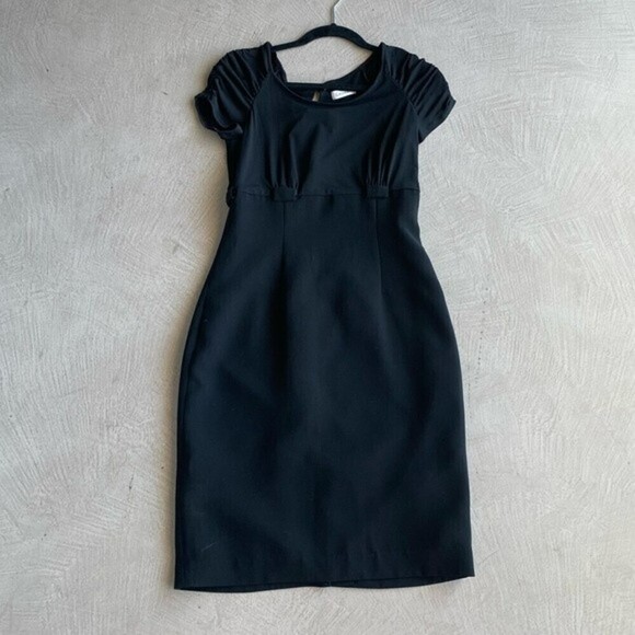 Calvin Klein Black Knee length high waist Sheath dress retro formal cocktail M - Picture 8 of 11